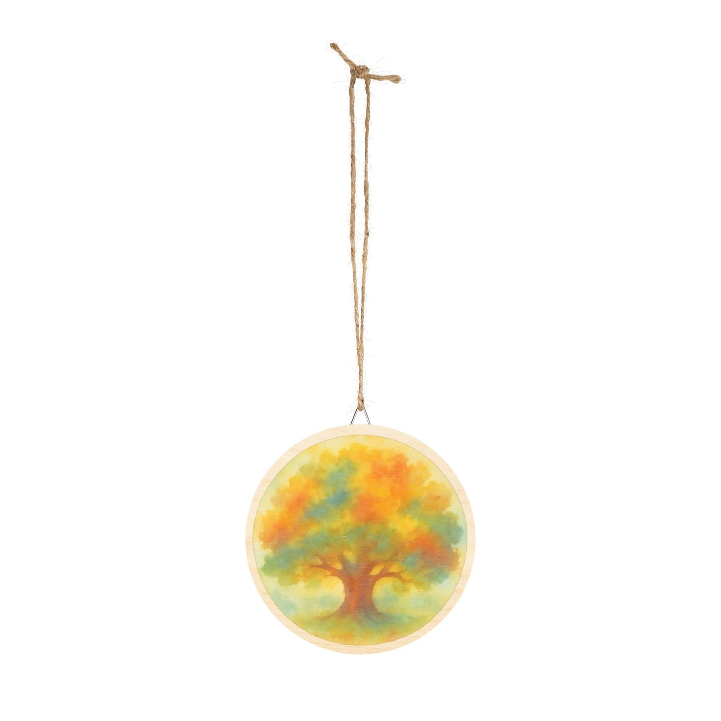 Grand Autumn Oak Tree Round Wood Sign