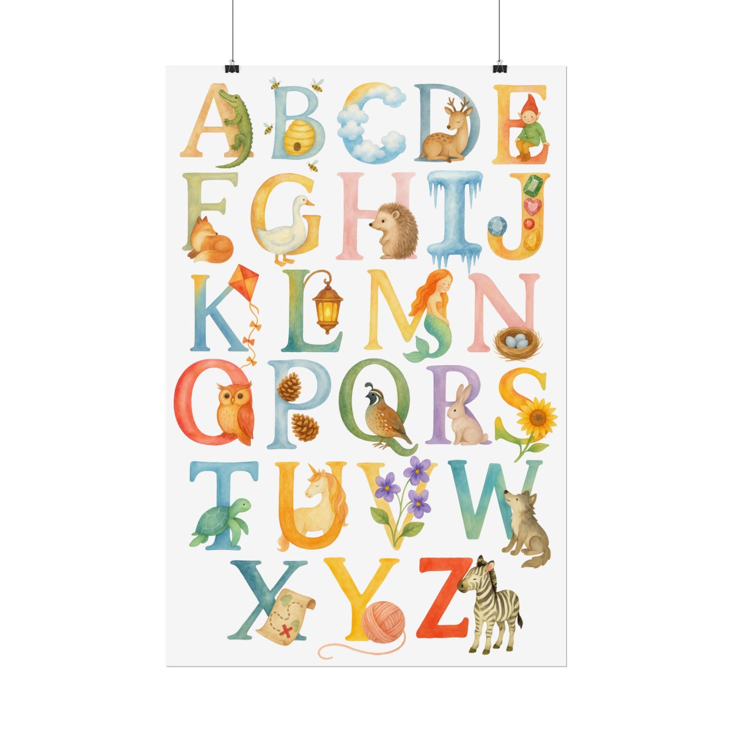 Waldorf Classroom ABCs Watercolor Poster