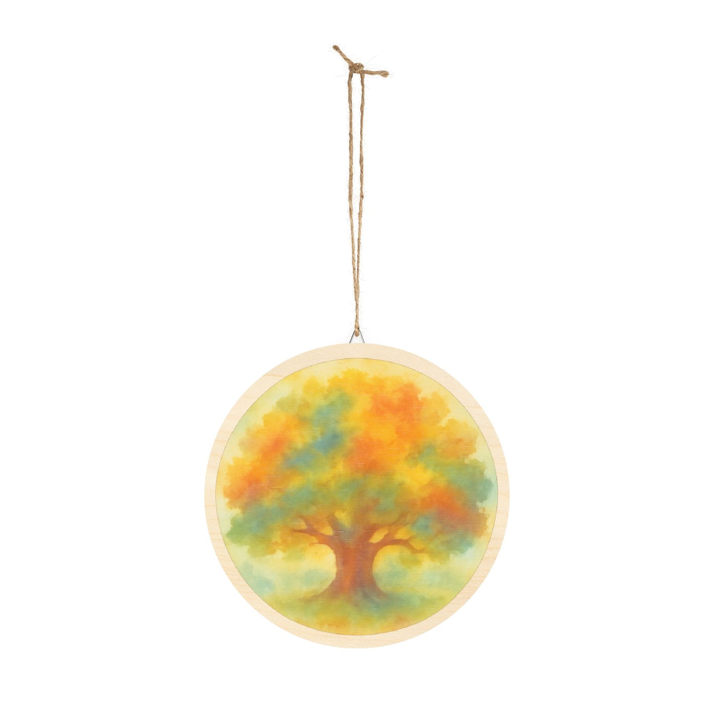 Grand Autumn Oak Tree Round Wood Sign