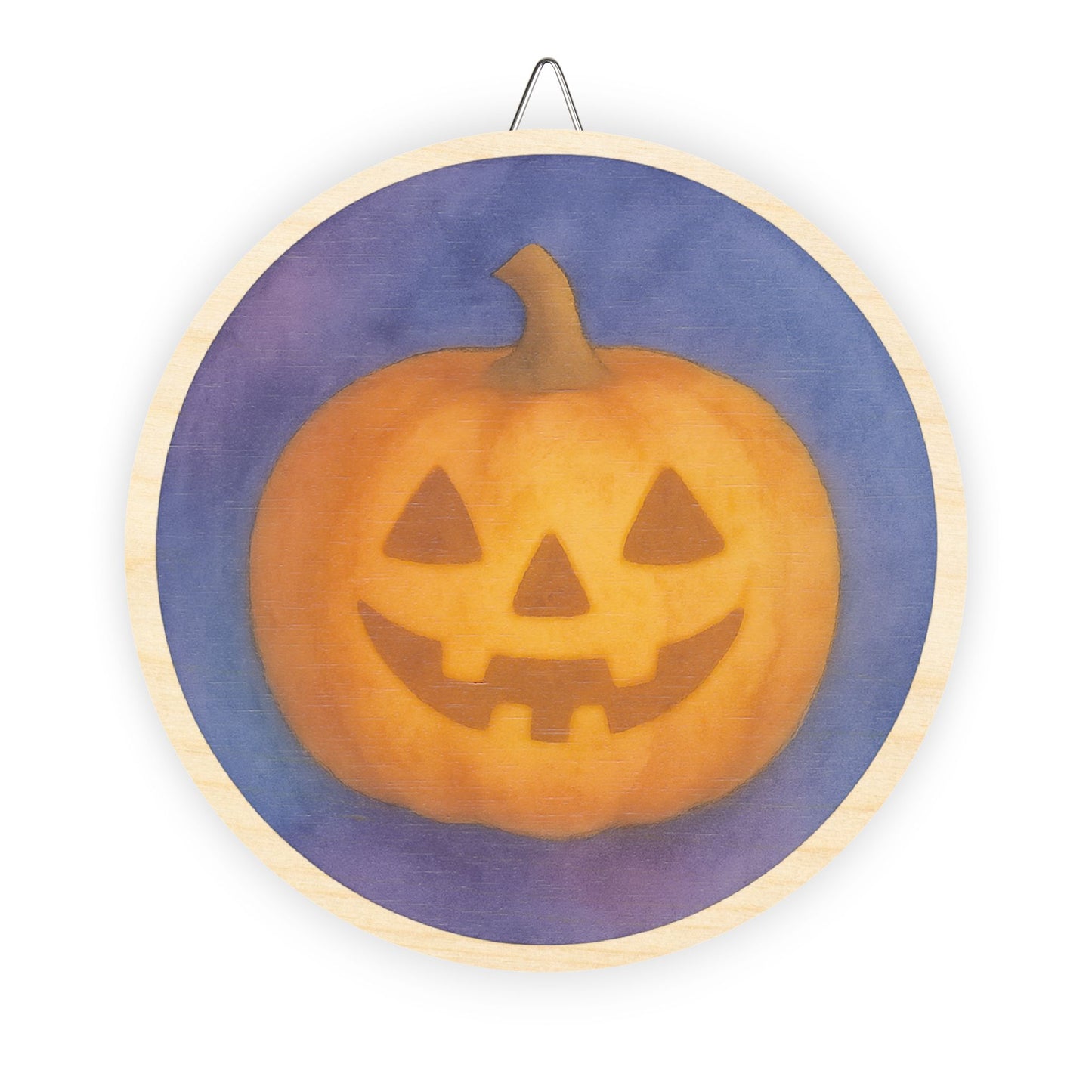 Watercolor Jack-o’-Lantern Round Wood Sign