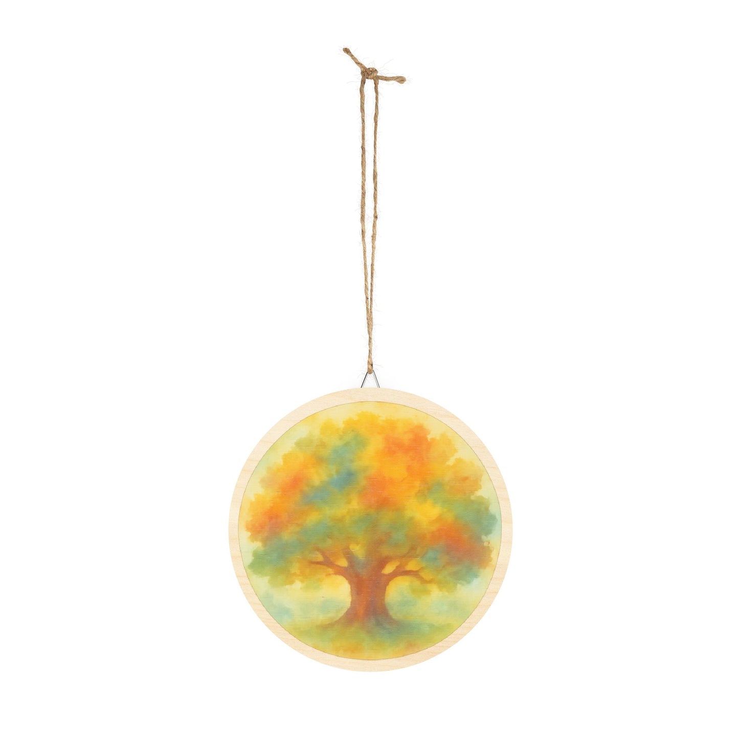 Grand Autumn Oak Tree Round Wood Sign