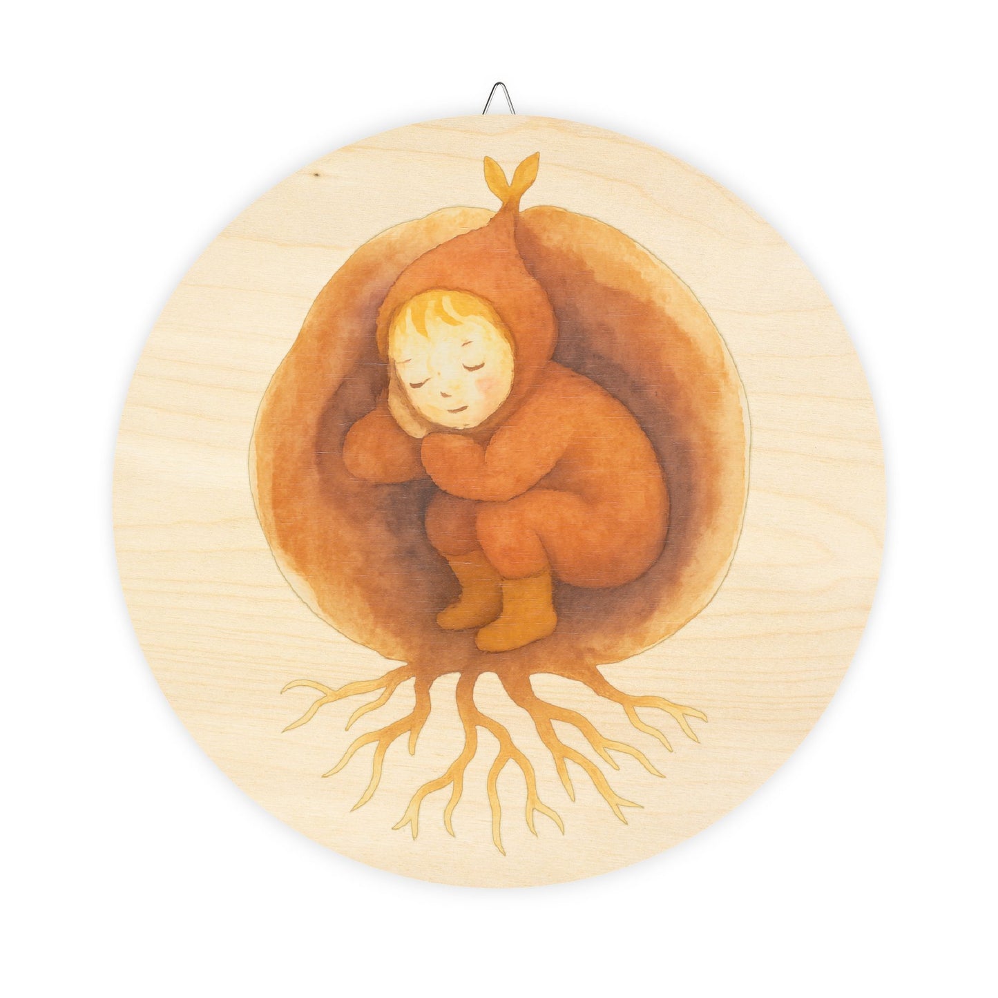 The Root Child Slumbers Round Wood Sign