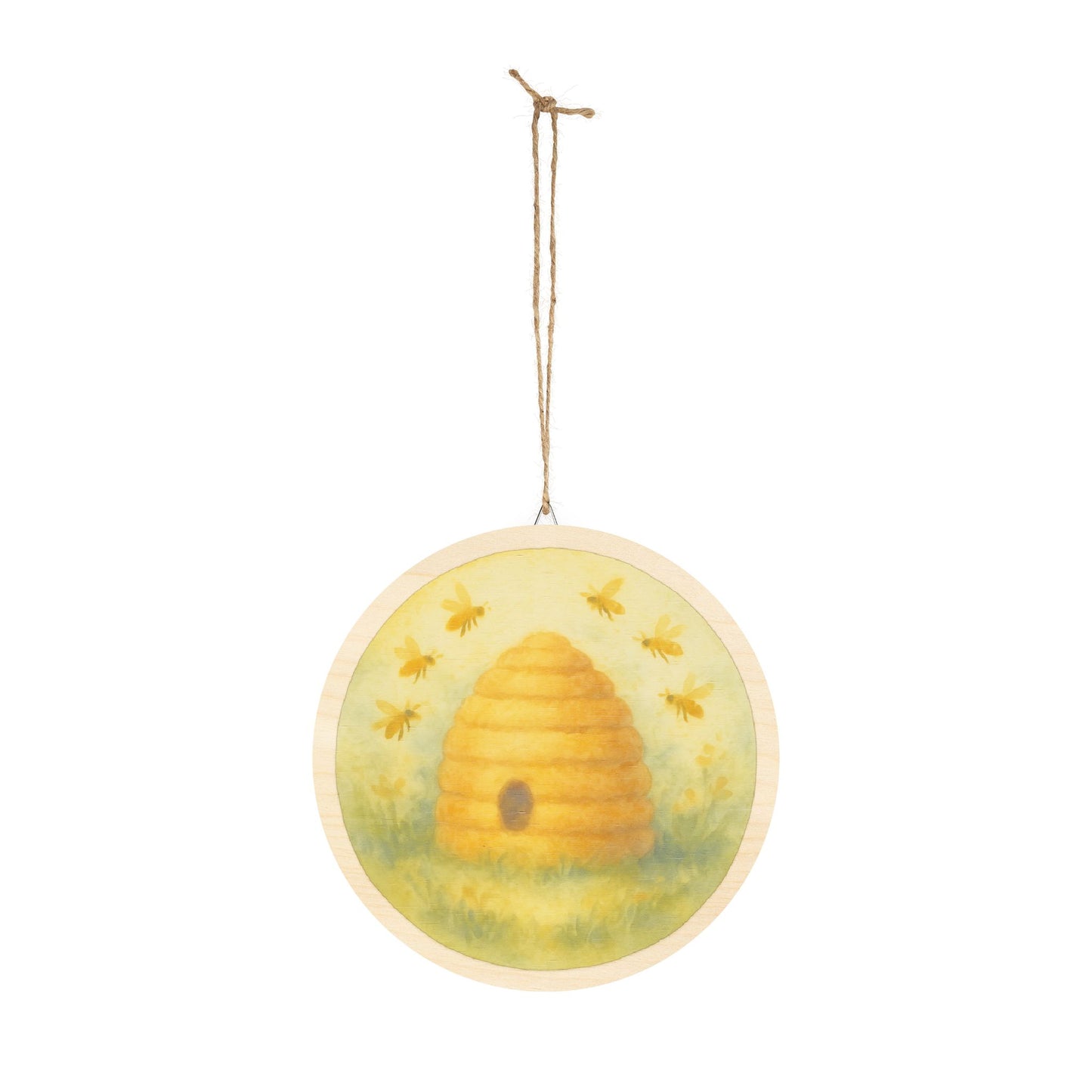 Golden Beehive Round Wood Sign