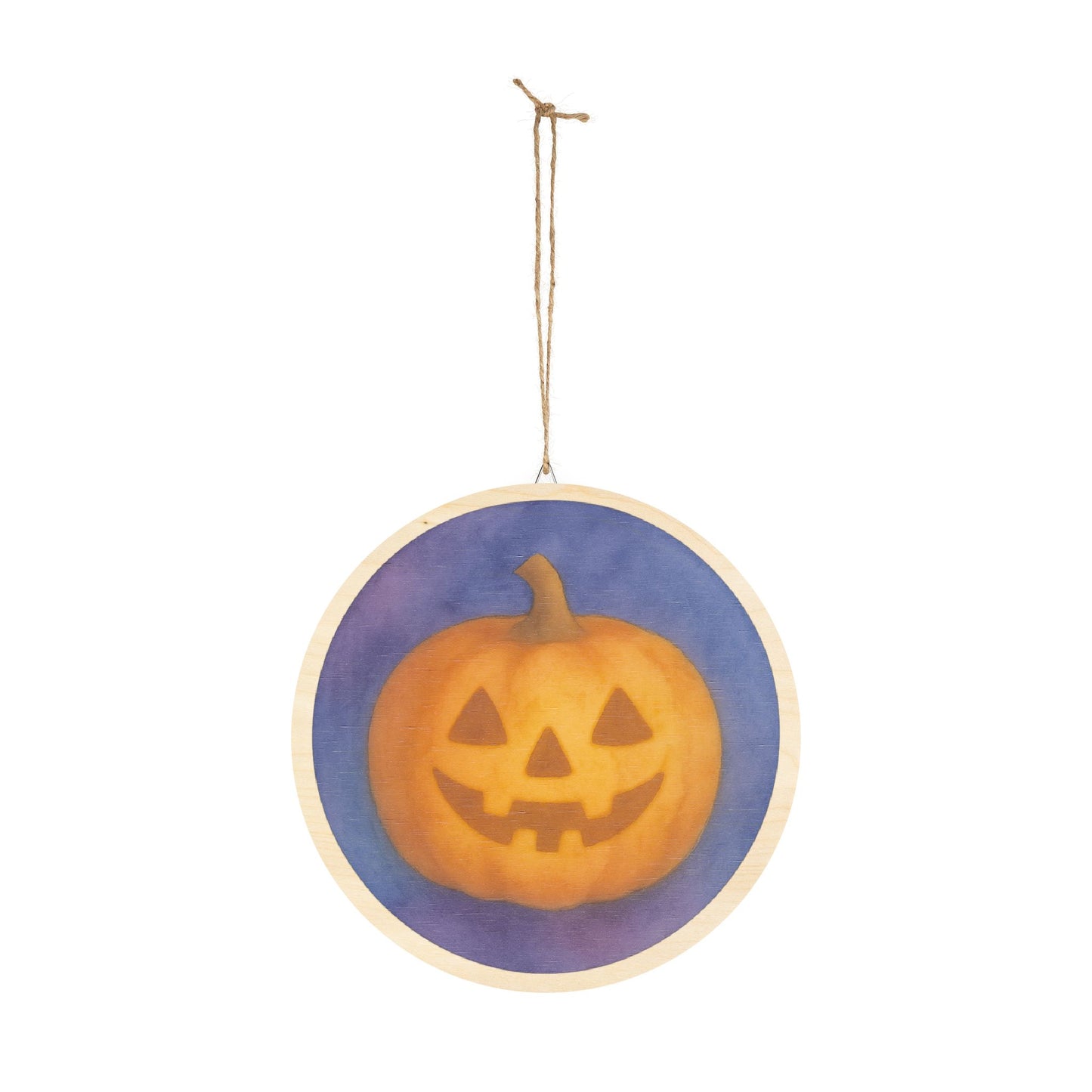 Watercolor Jack-o’-Lantern Round Wood Sign