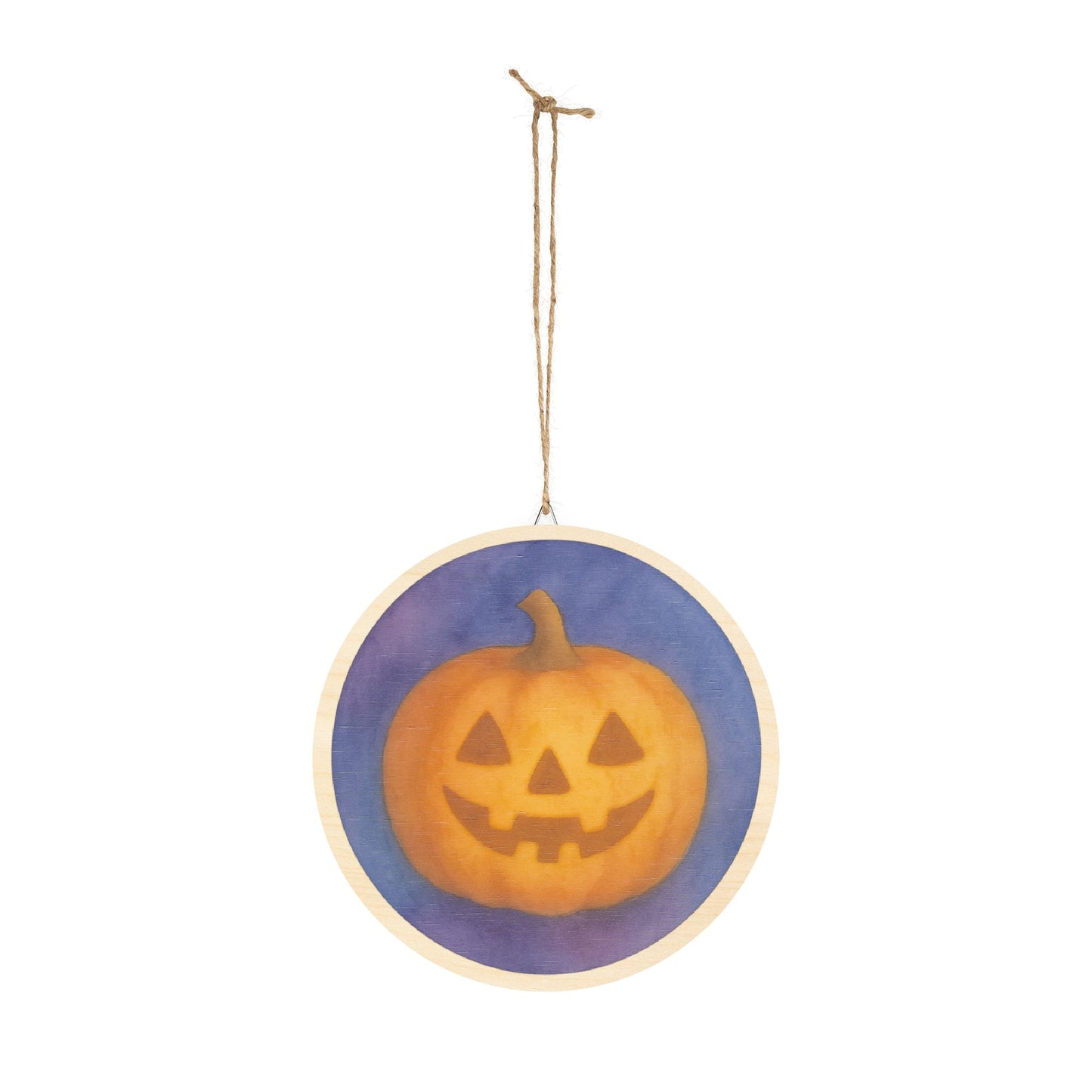 Watercolor Jack-o’-Lantern Round Wood Sign