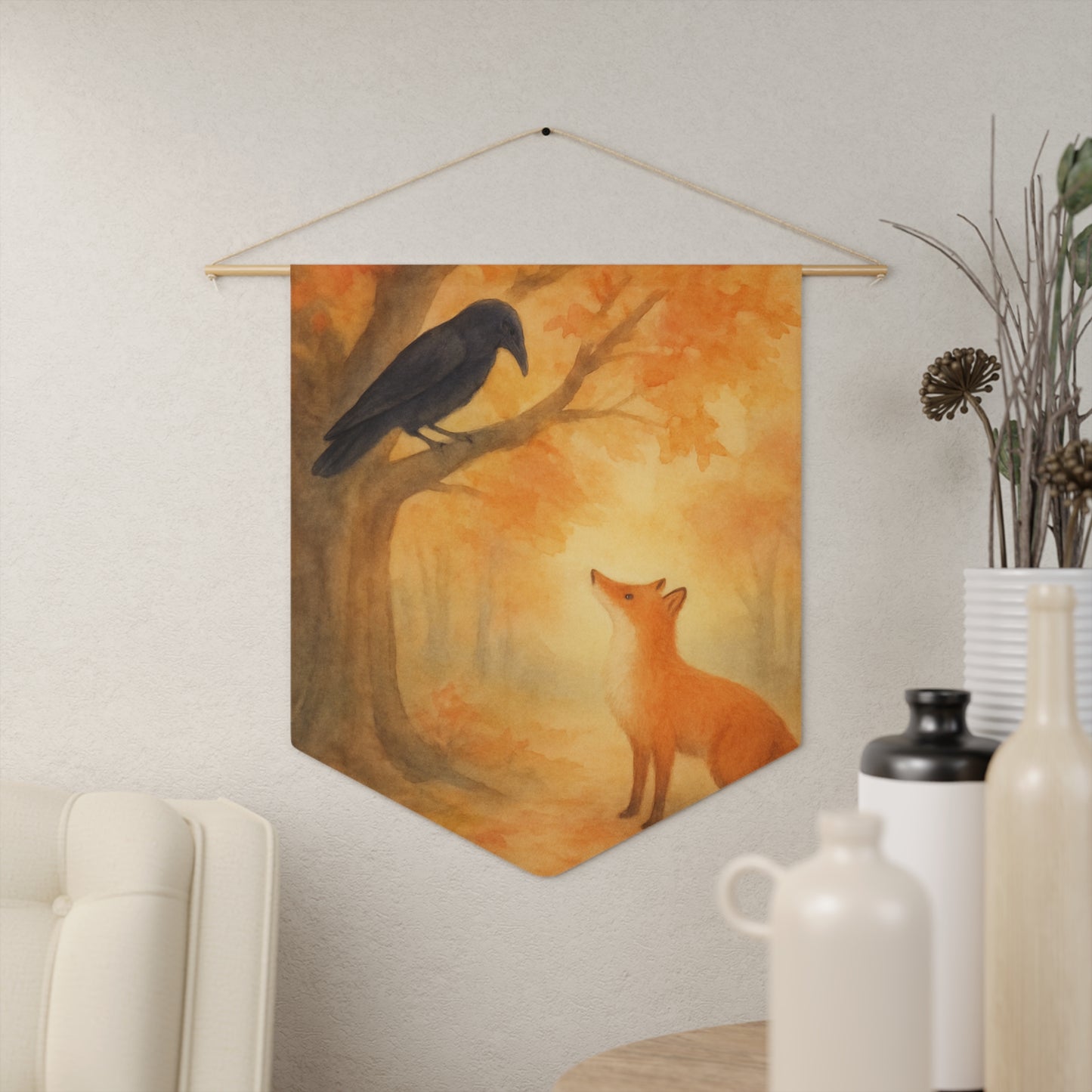 Waldorf-Inspired Pennant, Fox and the Crow Fable