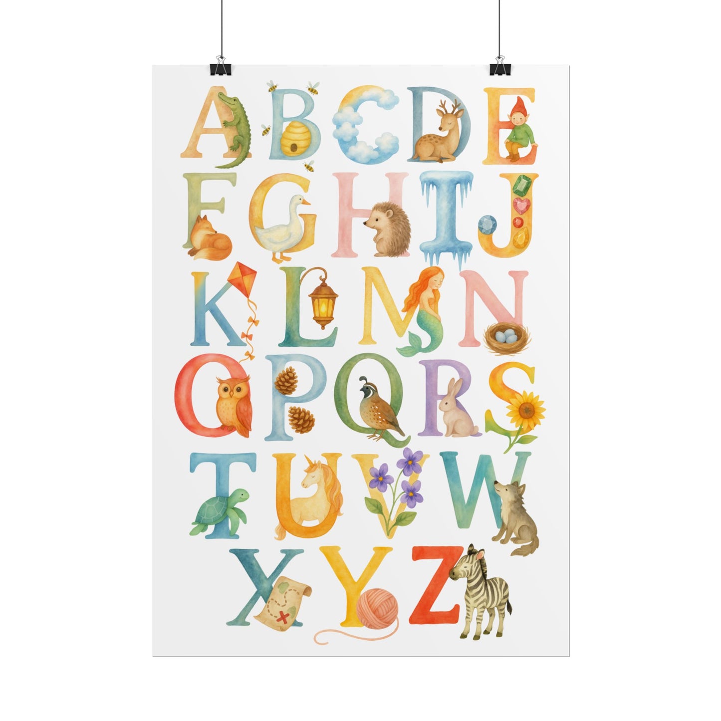 Waldorf Classroom ABCs Watercolor Poster