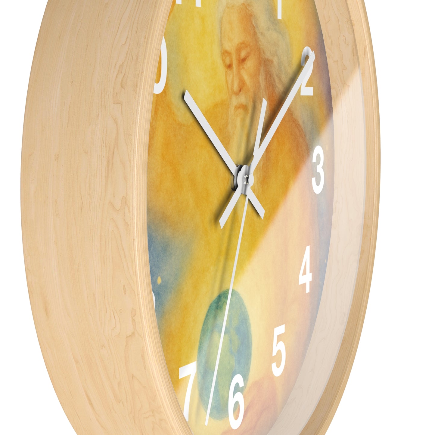 Watercolor “God Created Earth” Clock