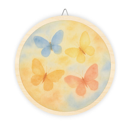 Spring Butterfly Dance Round Wood Sign