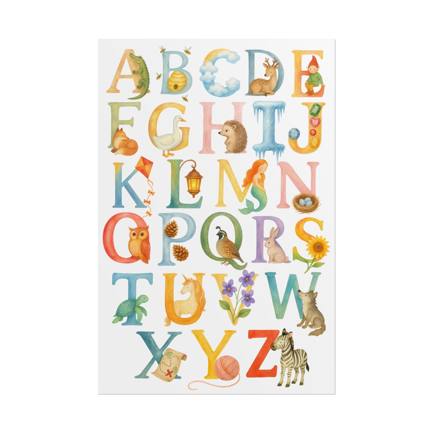 Waldorf Classroom ABCs Watercolor Poster
