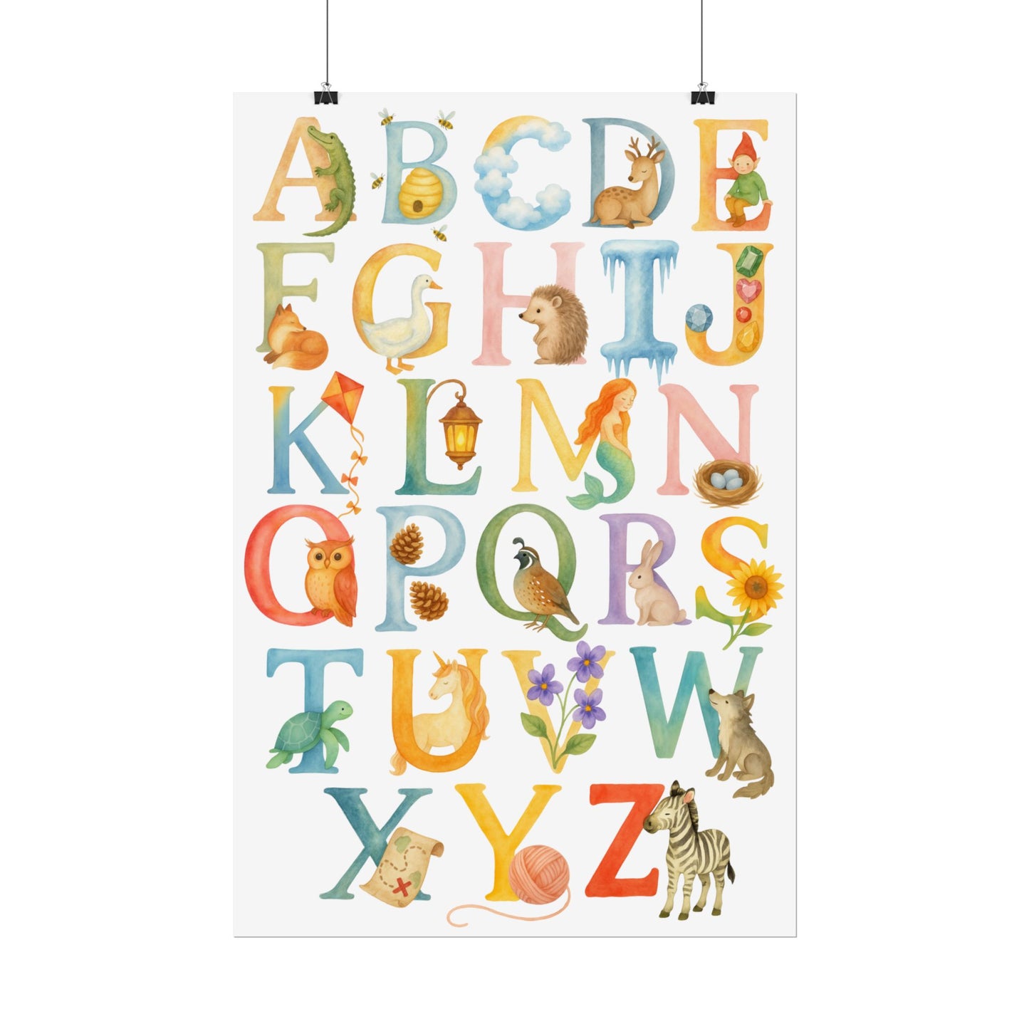 Waldorf Classroom ABCs Watercolor Poster