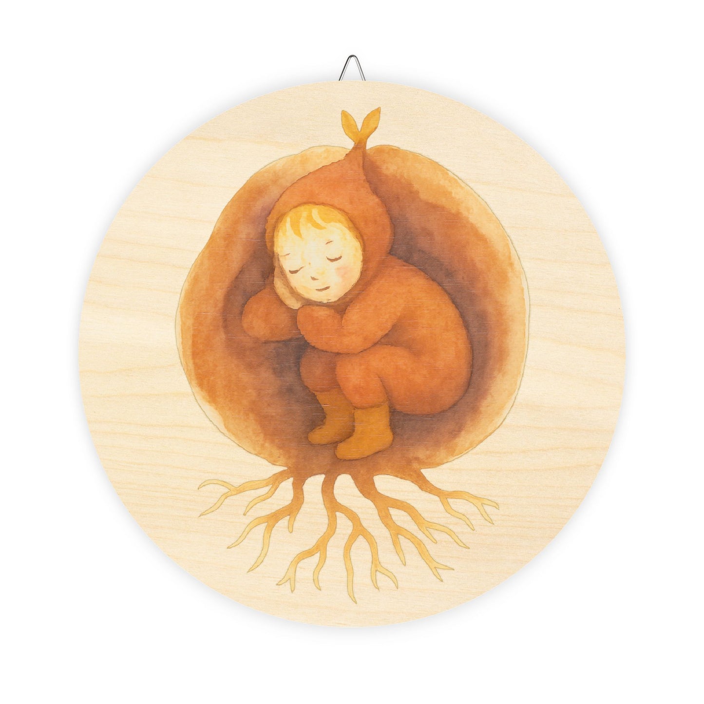The Root Child Slumbers Round Wood Sign