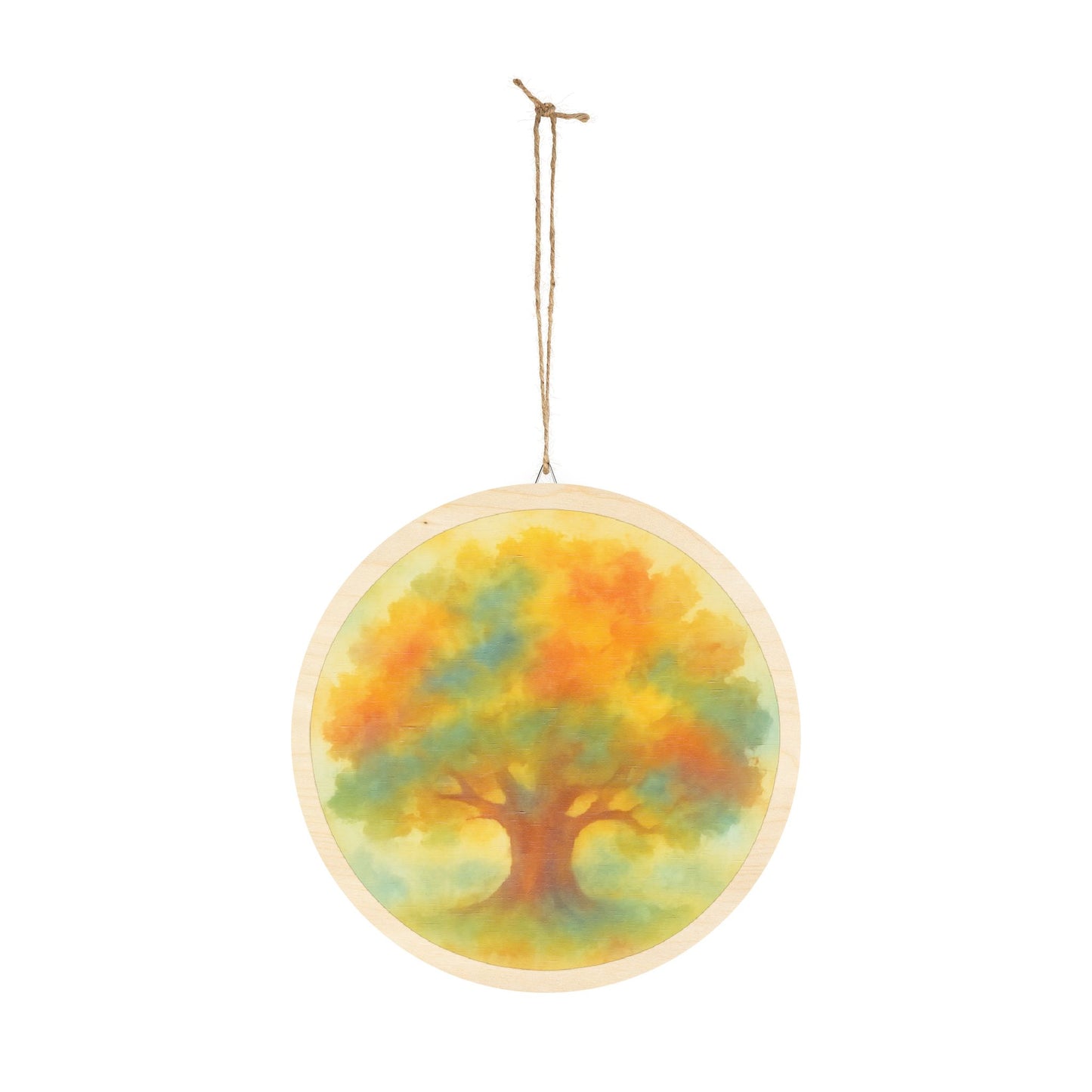 Grand Autumn Oak Tree Round Wood Sign