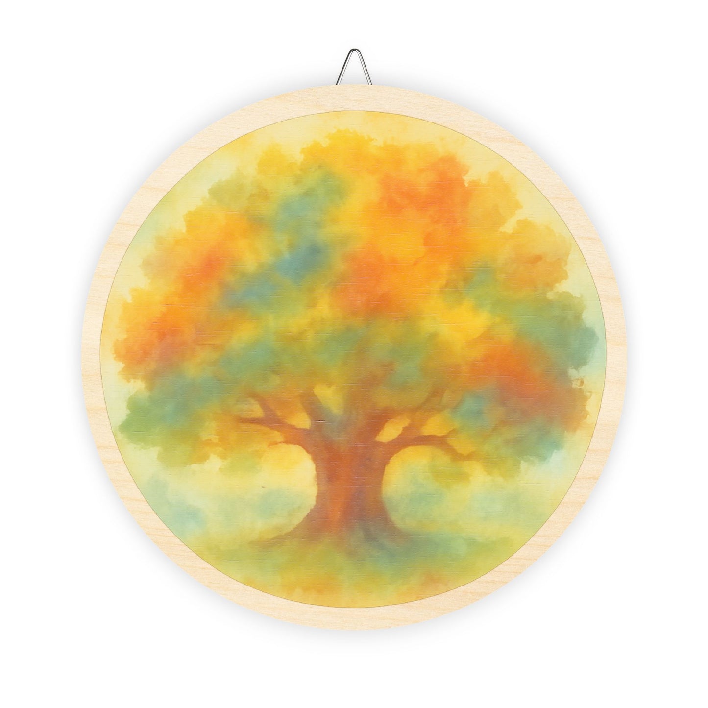 Grand Autumn Oak Tree Round Wood Sign