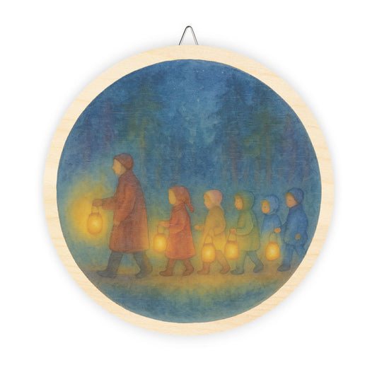 Martinmas Lantern Walk Round Wood Sign