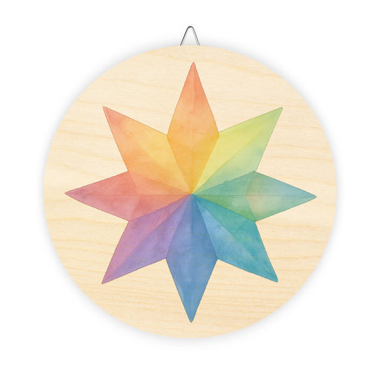 Kite Paper Window Star Round Wood Sign