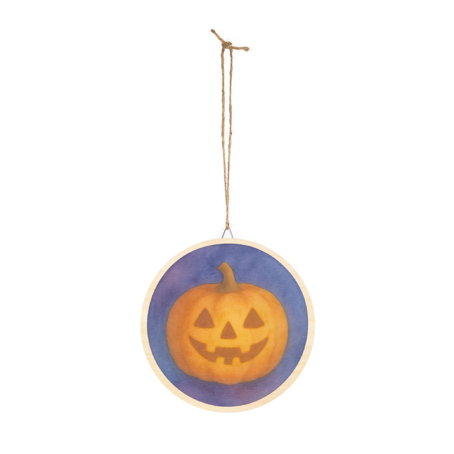 Watercolor Jack-o’-Lantern Round Wood Sign