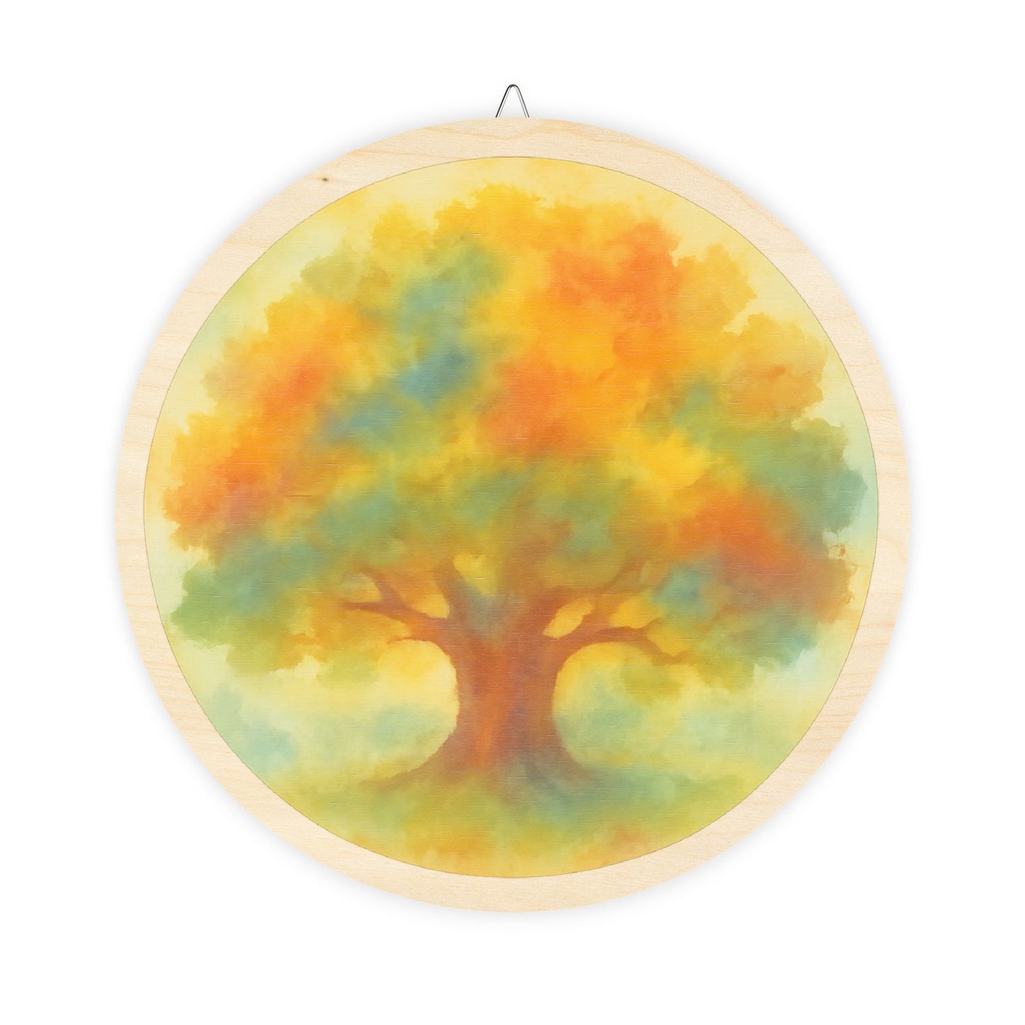 Grand Autumn Oak Tree Round Wood Sign