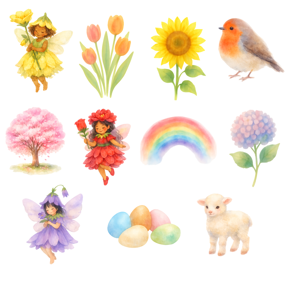 Spring Watercolor Clipart Bundle | 20 PNG Images