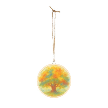 Grand Autumn Oak Tree Round Wood Sign