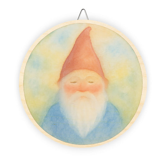 Peaceful Woodland Gnome Round Wood Sign