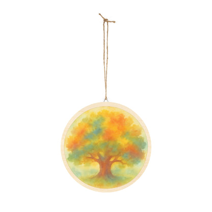 Grand Autumn Oak Tree Round Wood Sign