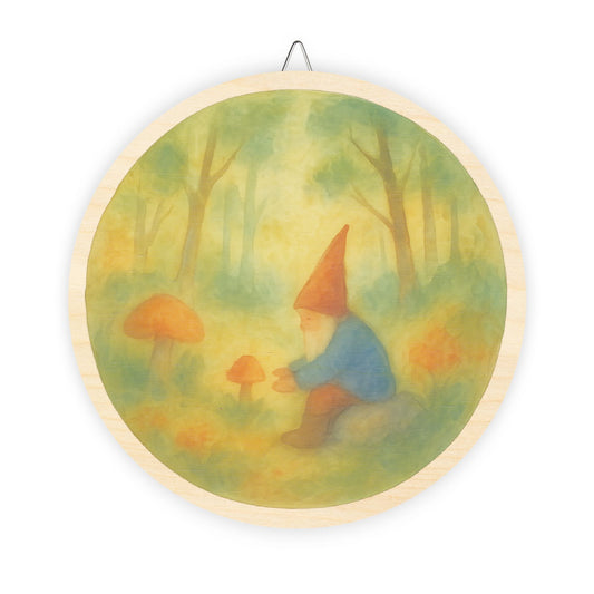 Woodland Gnome School Round Wood Sign