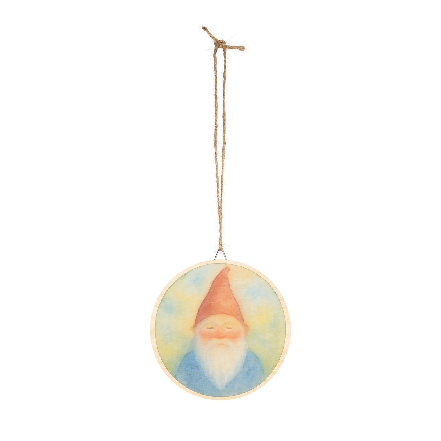 Peaceful Woodland Gnome Round Wood Sign