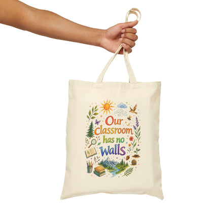 Homeschool Mom Tote Bag: Our school has no walls, Homeschool Gift, teacher gift, teacher appreciation gift, homeschool teacher