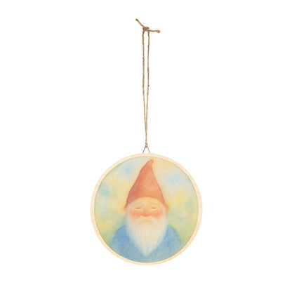 Peaceful Woodland Gnome Round Wood Sign