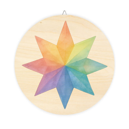 Kite Paper Window Star Round Wood Sign