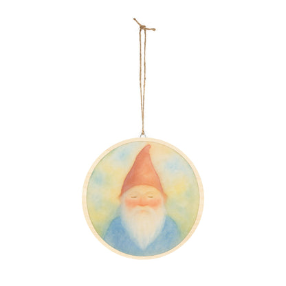 Peaceful Woodland Gnome Round Wood Sign