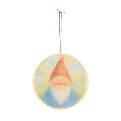 Peaceful Woodland Gnome Round Wood Sign
