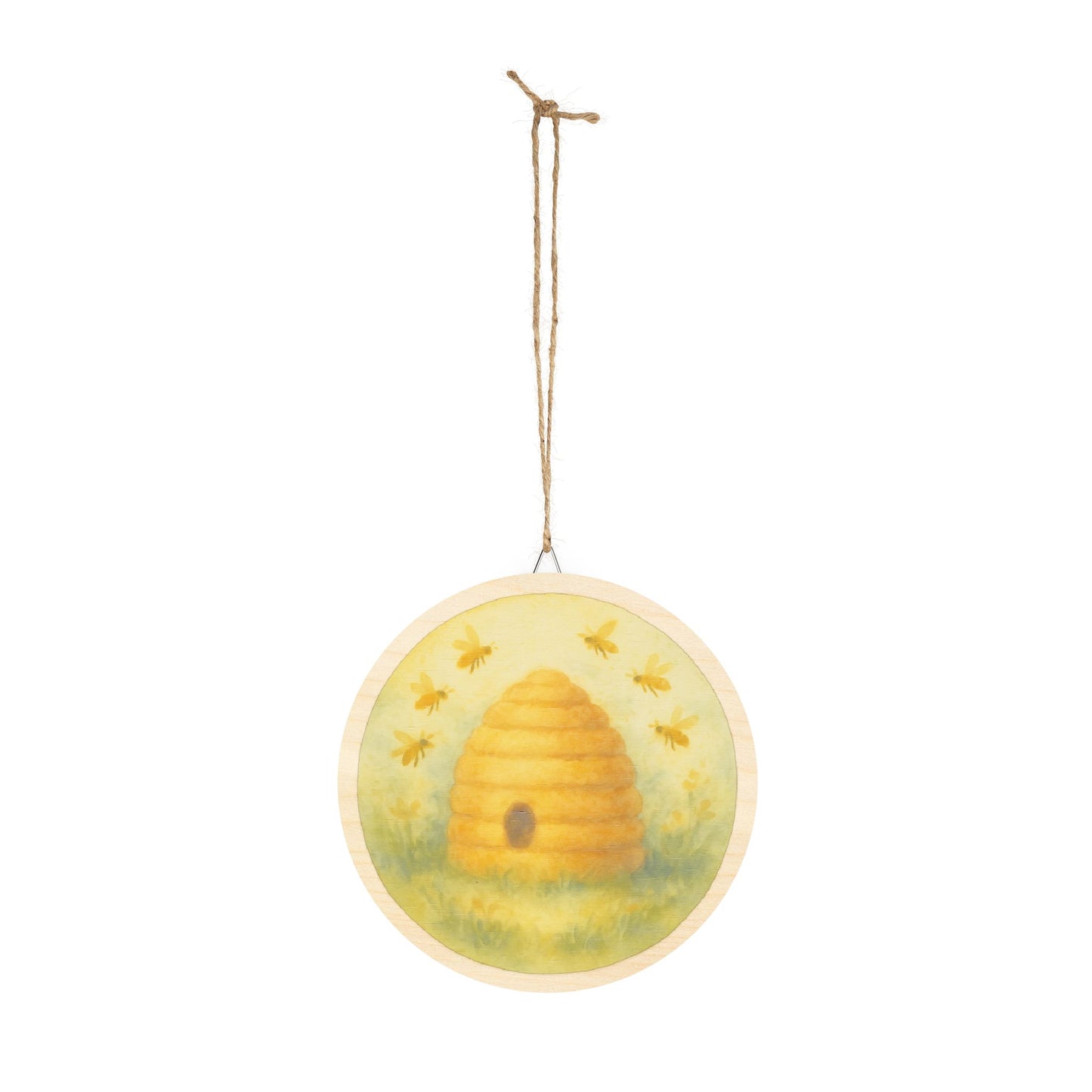 Golden Beehive Round Wood Sign