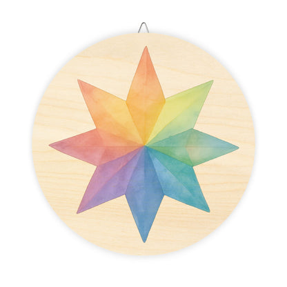 Kite Paper Window Star Round Wood Sign