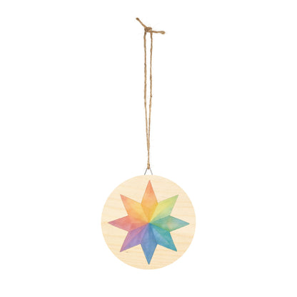 Kite Paper Window Star Round Wood Sign