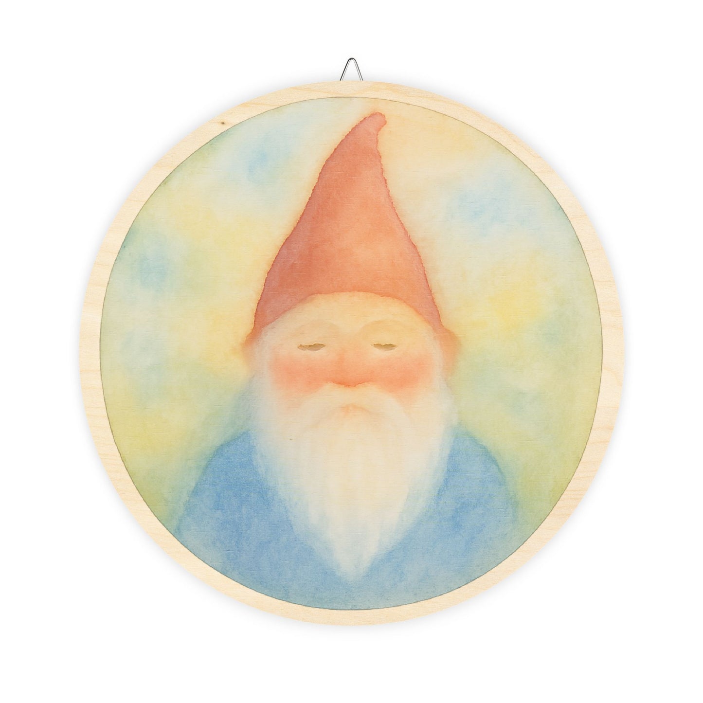 Peaceful Woodland Gnome Round Wood Sign