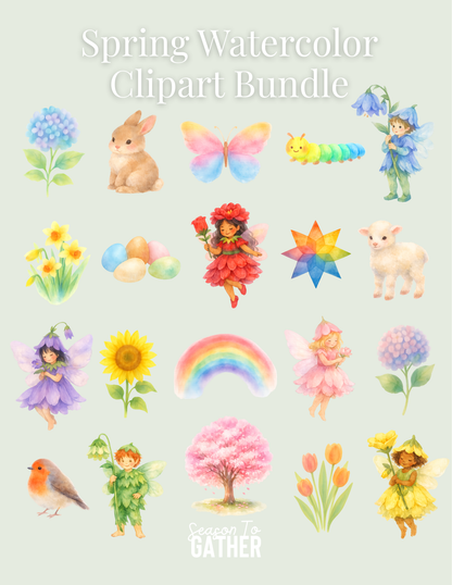 Spring Set Png Spring Watercolor Clipart Bundle | 20 PNG Images – Season To Gather